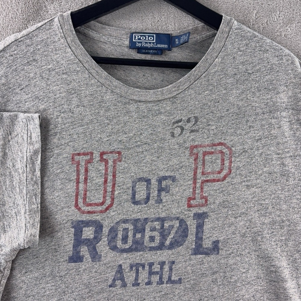 Polo Ralph Lauren T Shirt Mens Size XL Gray Graphic Spell Out Classic Fit - Picture 4 of 9
